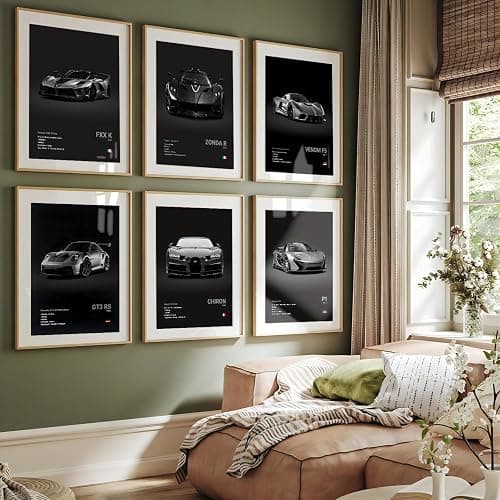 CSLGQGV Car Poster Vintage Racing Car Wall Art Supercar Canvas Prints Painting For Men Room Pictures Guys Dorm Room Aesthetics Decor Bedroom Office (Unframed,8×10inch,9pcs) black thumbnail 5