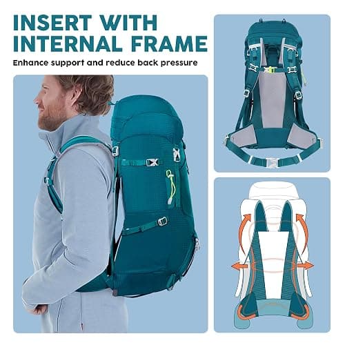 N NEVO RHINO Internal Frame Hiking Backpack 50/60/65/70/80L, Mountain Climbing Camping Backpack Daypack Waterproof Rain Cover thumbnail 2