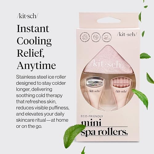 Kitsch Mini Ice Roller for Face Tool Set – Cooling Face Rollers - Blush | Stainless Steel Ice Face Roller to Reduce Puffiness, Redness & Headaches – Cooling Ice Roller for Face Women for Skin Care thumbnail 2