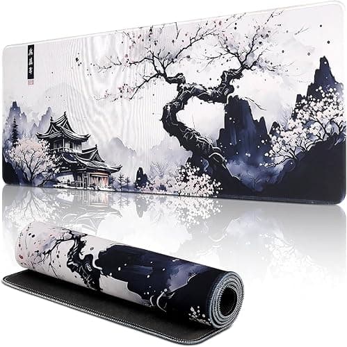shangtushunli Japanische Weiße Mauspad, Große Kirschblüte Schreibtisch Matte, Anime Gaming Tastatur Matte, Rutschfeste Gummibasis, Großer Erweiterter Schreibtisch Schutz Für Home Office1 - Image 1
