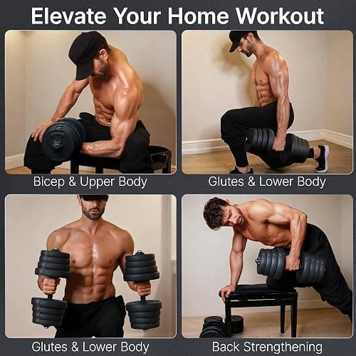 Yaheetech 30KG/25KG/20KG/15KG Adjustable Dumbbells Weight Set for Men/Women | 2x15kg/2x12.5kg/2x10kg/2x7.5kg Free Weights Dumbbells Set, Easy Weight Changes, Fullbody Strength Training for Home Gym thumbnail 6