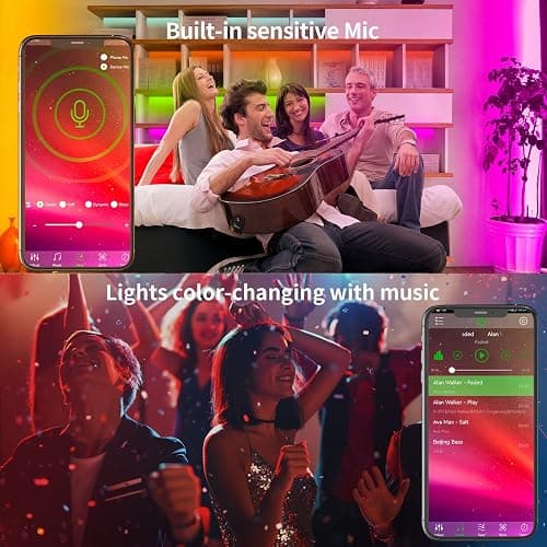 KSIPZE 100ft Led Strip Lights RGB Music Sync Color Changing Led Lights with Smart App Control Remote Led Lights for Bedroom Room Lighting Flexible Home Décor thumbnail 4