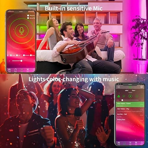 KSIPZE 100ft Led Strip Lights RGB Music Sync Color Changing Bluetooth Led Lights with Smart App Control Remote Led Lights for Bedroom Room Lighting Flexible Home Décor thumbnail 5