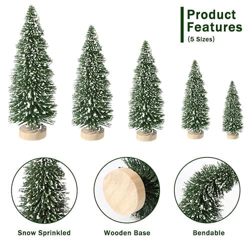 30Pcs Mini Christmas Trees Artificial Christmas Tree Bottle Brush Trees with Wooden Base for Christmas Decor Christmas Party Home Table Craft Decorations(Green-A) thumbnail 7