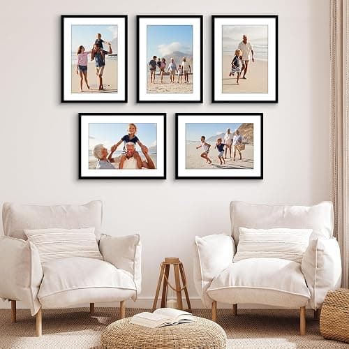 Americanflat 17x23 Picture Frame with Polished Plexiglass - Set of 5 - Use as 13x19 Frame with Mat or Display 17x23 Photo Without Mat - Galleria Collection - Picture Frames for Wall Display - Black thumbnail 8