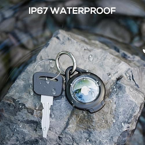 Waterproof Airtag Holder - 4 Pack Airtag Keychain Holder Compatible with Apple AirTags, Ultra Durable Anti-Scratches Protective Case with Keyring for Luggage, Backpack, Pet, Bag, Black thumbnail 2