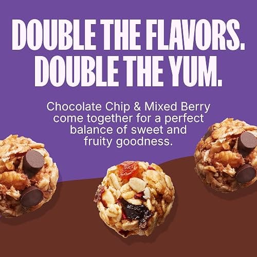 MadeGood Granola Bites Variety 28-Pack, Chocolate Chip and Mixed Berry | Organic, gluten free snacks for lunch boxes and travel, Nut-free gluten free oats, low sugar, yogurt topping or cereal thumbnail 3