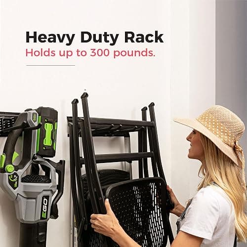 TIDYME Garage Tool Organizer Wall Mount - 48 inches - Sturdy Storage Rack with Adjustable Hooks, Anti-Rust - Easy Installation, 300lbs Capacity - Garden Tool Organizer (03 Racks & 06 Hooks) thumbnail 4
