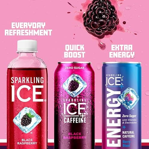 Sparkling Ice, Black Raspberry Sparkling Water, Zero Sugar Flavored Water, with Vitamins and Antioxidants, Low Calorie Beverage, 17 fl oz Bottles (Pack of 12) thumbnail 6