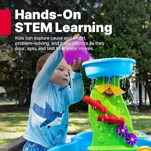 Step2 Rain Showers Splash Pond Water Table, Kids Water and Sand Activity Sensory Playset, Summer Outdoor Toys, 13 Piece Water Toy Accessories, For Toddlers 1.5+ Years Old, Blue & Green thumbnail 8