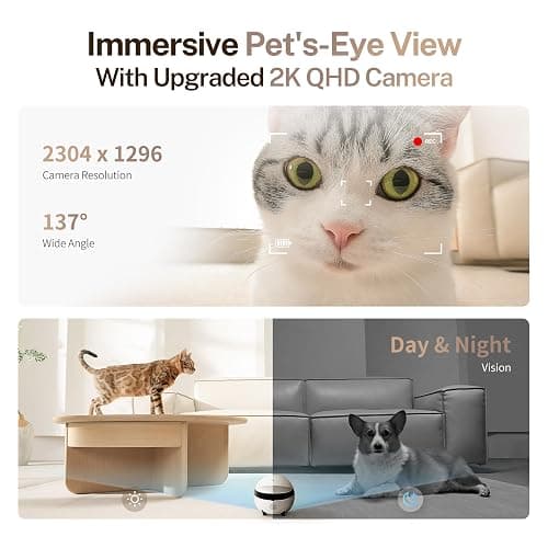 Enabot EBO ROLA Mini FamilyBot 2K Pet Camera Robot: Movable Indoor Camera Battery-Powered with Phone App, One-Touch Call, 2-Way Talk, Night Vision, Motion Detection, Video Recording thumbnail 4
