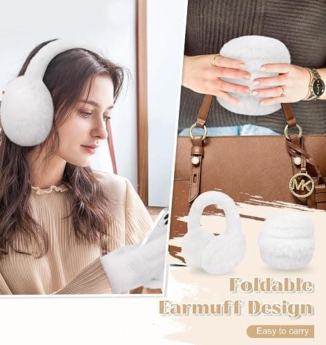 YSense Ear Muffs for Winter Women Foldable Fluffy Cute Earmuffs Cold Weather Ear Warmers Faux Fur Adjustable Headband thumbnail 5