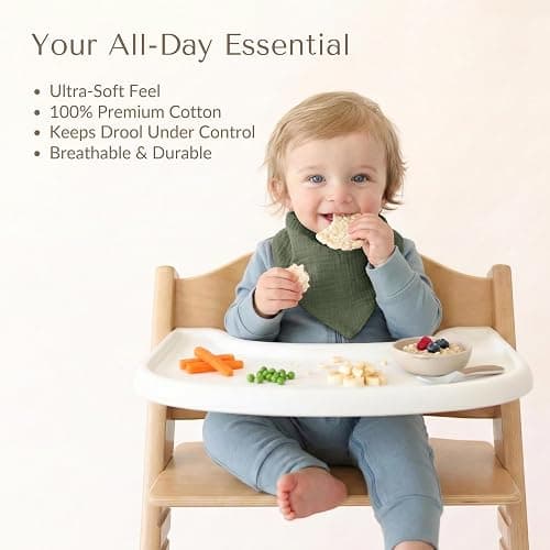 Konssy 10 Pack Baby Muslin Bandana Bibs for Drooling and Teething | 100% Cotton, 6-Layer Bibs, Pre-Washed Soft & Absorbent, Adjustable Neck Fit, Boys & Girls 0-36M thumbnail 7