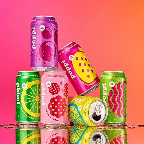 Poppi Sparkling Prebiotic Soda Beverage with Apple Cider Vinegar, Seltzer Water and Fruit Juice, Party Starters Variety Pack, 12 Fl Oz, Pack of 12, Packaging May Vary thumbnail 3