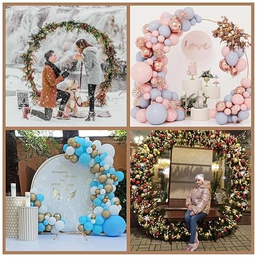 Antizz 7.2FT Gold Round Balloon Arch Stand,Backdrop Stand for Parties，Metal Circle Heavy Duty Wedding Arch Frame for Ceremony Birthday Party Anniversary Bridal Graduation Decoration - 7.2FT - Gold thumbnail 5