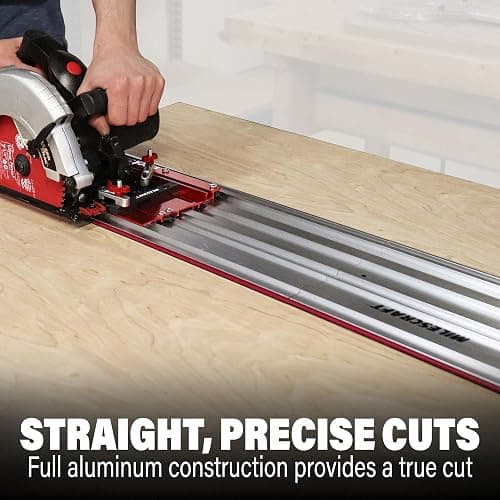 Milescraft 1409 Track Saw Guide - Universal for 7-1/4" Circular Saws, 50" Cutting Range, 2" Depth, Aluminum thumbnail 7