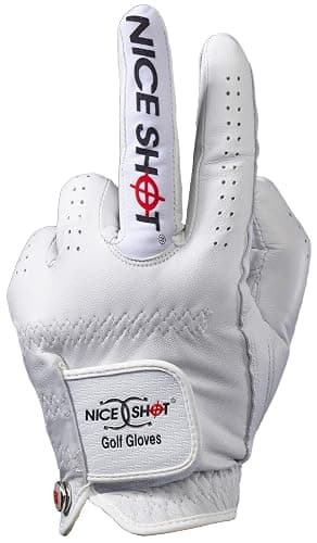 Nice Shot The Bird Men's Golf Glove in Premium White Cabretta Leather - Image 1