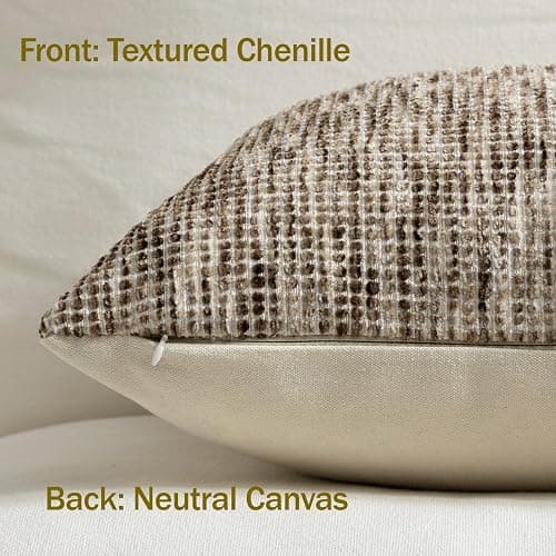 Pack of 1 Neutral Lumbar Pillow Covers 12x20 Boho Textured Dots Stripe Chenille Rectangular Decorative Throw Pillow Cases Accents for Living Room Couch Bed Farmhouse Home Decor, Chocolate Brwon thumbnail 3