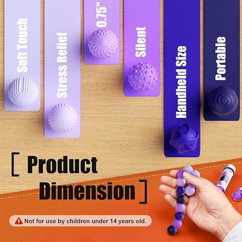 Silicone Magnetic Balls, Fidget Toys, 6-Pack Stress Relief Toys for Adults, Teens, Sensory Toy for Fingers Hands, Quiet Office Desk Toys with Textures, Magnet Fidget Fun Gift (Purple) thumbnail 5