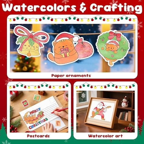 Christmas Paint with Water Coloring Books for Kids, Xmas Season Watercolor Painting Kit Painting Activity for Kids Ages 3-5 4-8, Mess Free Arts Crafts Drawing Gift Toy for Boy Girl thumbnail 6