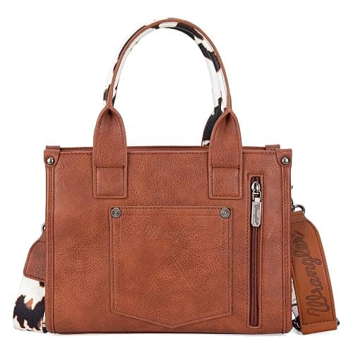 Wrangler Cow Print Tote Bag for Women Western Purse Boho Top Handle Satchel Handbag with Signature Strap thumbnail 6