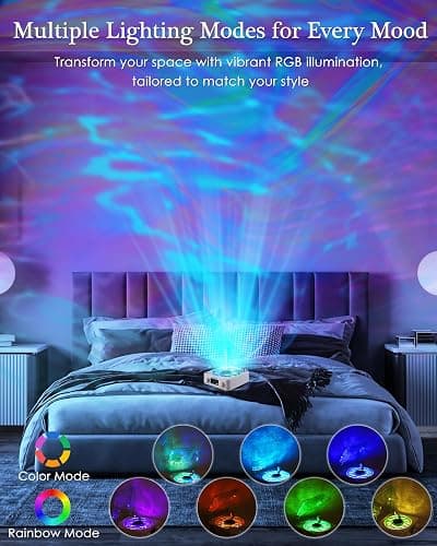 Waves Vinyl Bluetooth Speaker, Vinyl Record Player Style Speaker with Ocean Sound White Noise, Retro Bluetooth Speaker with Ambient Light and Timer, Mini Record Player Cute Speaker, White thumbnail 4