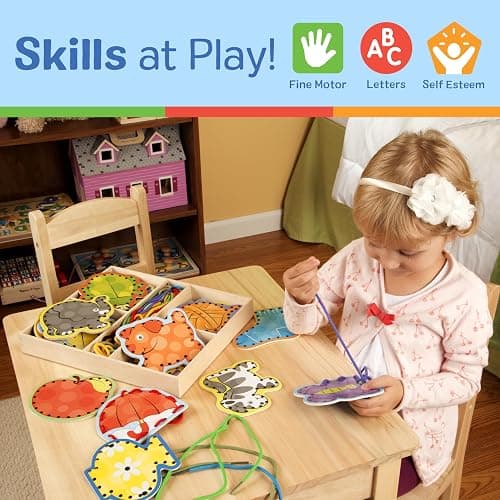 Melissa & Doug Alphabet Wooden Lacing Cards With Double-Sided Panels and Matching Laces thumbnail 5