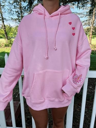 Cute Hoodies for Teen Girls Women Y2k Floral Graphic Oversized Sweatshirt Long Sleeve Aesthetic Preppy Clothes thumbnail 2