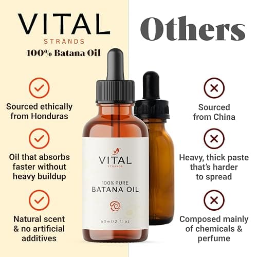 Vital Strands Batana Oil for Hair Growth – 100% Pure & Organic Botana Oil from Honduras – Strengthens, Thickens & Restores Natural Hair – Cold Pressed Raw Scalp & Hair Treatment for Men & Women – 60ml thumbnail 5