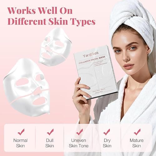 Yargkos 8 Pcs Collagen Facial Mask, Real Deep Hydrogel Face Sheet Mask Skincare, Moisturizing Hydrating Jelly Gel Mask, Elasticity Improvement, Pore Minimizing, Self Care Gifts for Women thumbnail 7
