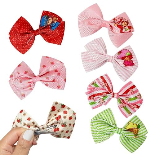LUV HER Strawberry Shortcake Alligator Hair Clips for Kids – 7-Pack Non-Slip 4-Inch Hair Bows – Girls Hair Accessories with Sweet Character Prints – Ages 3+ – Non-Toxic Material thumbnail 6