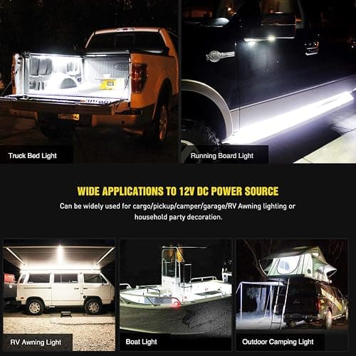 Nilight - TR-05 2PCS 60 Inch 180 LEDs Bed Strip Kit with Waterproof on/Off Switch Blade Fuse 2-Way Splitter Extension Cable for Cargo, Pickup Truck, SUV, RV, Boat , 2 Years Warranty thumbnail 7