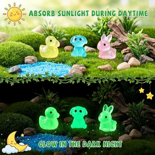 Alotiki 180 PCS Luminous Mini Resin Animals, 60 Styles Tiny Resin Animals | Mini Figurines In Bulk for Fairy Gardens, Classroom Prizes, Party Decor, DIY Crafts, Mini Glow In The Dark Resin Animals Bulk thumbnail 6