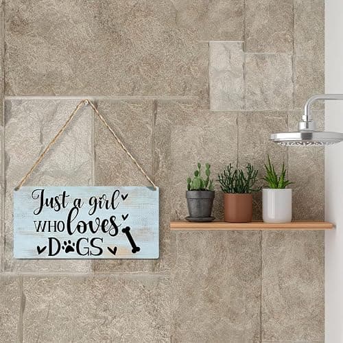 Funny Just a Girl Who Loves Dogs Wood Sign Rustic Dogs Lovers Wooden Hanging Plaque for Home Living Room Girl Bedroom Wall Art Decoration 6 x 12 Inches Present thumbnail 5