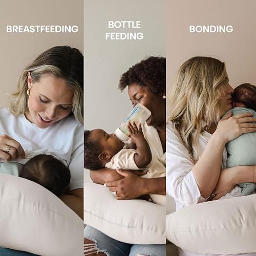 snuggle me Organic Nursing Pillow - Bottle & Breastfeeding Pillow with Organic Cotton Cover & Fiberfill, Machine Washable, Newborn Essentials Must Haves (Natural) - Natural thumbnail 3