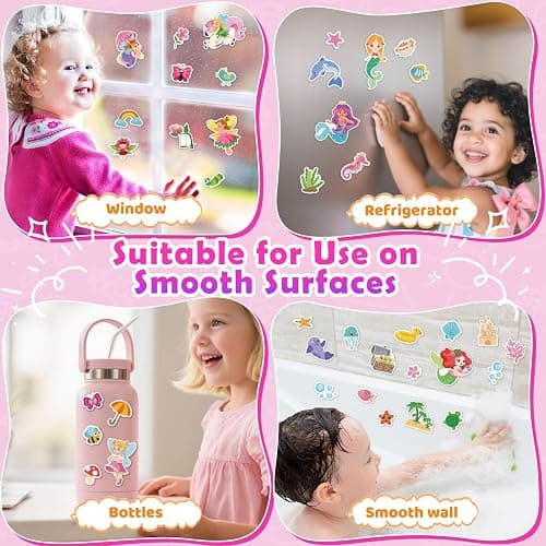 4 Sets Reusable Sticker Books for Toddler, Dress Up Stickers Book for Girls, Arts Crafts Jelly Stickers Travel Toys, Birthday and Christmas Gifts for Kids 3 4 5 6, Princess, Mermaid, Fairy Tale thumbnail 4