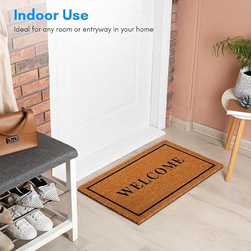 PLUS Haven Coco Coir Door Mat with Heavy Duty Backing, Welcome Doormat, 17.5”x30” Size, Easy to Clean Entry Mat, Beautiful Color and Sizing for Outdoor and Indoor uses, Home Décor thumbnail 5