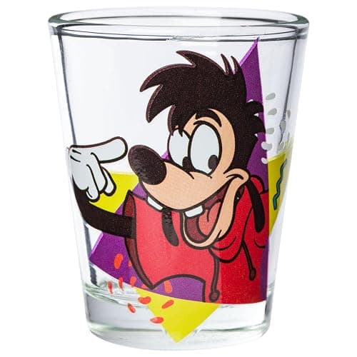 Silver Buffalo Disney A Goofy Movie Featuring Goofy, Max Goof, Roxanne and Bobby Zimuruski 4 Pack Mini Glass Set, 1.5 ounces thumbnail 6