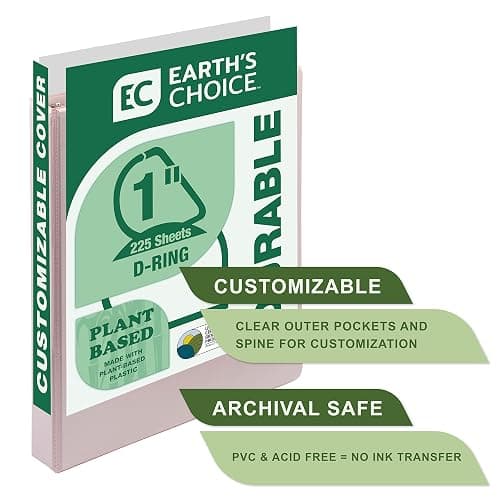 Samsill Plant-Based 1 Inch Durable D-Ring, Made in USA, View Binder, Eco-Friendly, USDA Certified Biobased, 4 Pack, Boho Assortment thumbnail 4