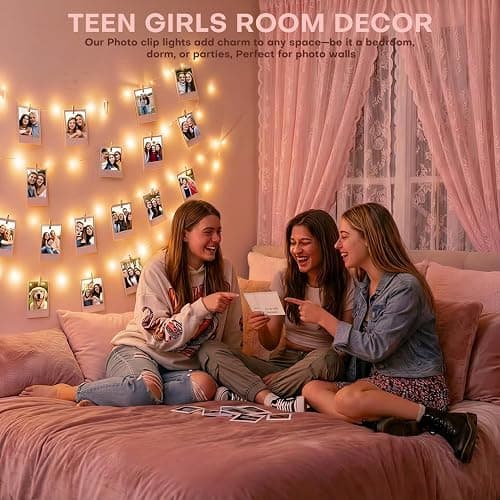 Teen Girl Gifts Trendy Stuff: Aesthetic 40Ft 120LED Hanging Picture Fairy Lights with 50 Clips - 8 Modes & Timer, Waterproof - Trendy Teenager Girl Gift for Birthday Christmas, Dorm Bedroom Wall Decor thumbnail 5