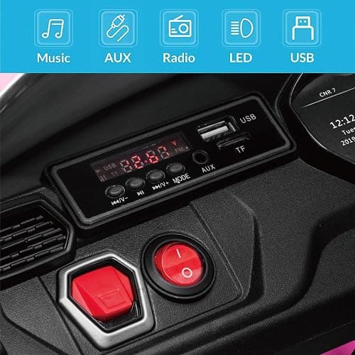 Kidzone Ride On Car 12V Lamborghini Urus Kids Electric Vehicle Toy w/Parent Remote Control, Horn, Radio, Port, AUX, Spring Suspension, Opening Door, LED Light - Pink thumbnail 4