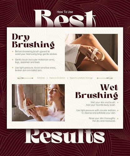 POPCHOSE Dry Brushing Body Brush, Natural Bristle Dry Skin Exfoliating Brush Body Scrub for Flawless Skin, Cellulite Reduction, Lymphatic Drainage and Blood Circulation Improvement thumbnail 6