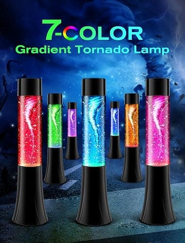 Glitter Tornado lamp for Kids,Beautiful Birthday Christmas Valentines Gifts for Him Kids Teen Boys,Fun Office Home Bedroom Room Decor Night Light,Novelty Liquid Motion Lamps Teenagers Adults Men thumbnail 2