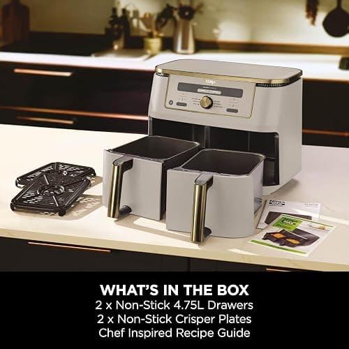 Ninja MAX Dual Zone Digital Air Fryer, 2 Drawers, 9.5L, 6-in-1, Uses No Oil, Air Fry, Max Crisp, Roast, Bake, Reheat, Dehydrate, Non-Stick, Dishwasher Safe Baskets, Stone Gold DZ400UKSTGD thumbnail 9