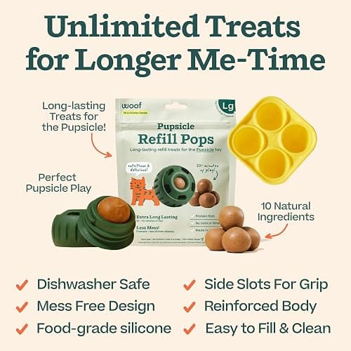 WOOF Starter Pack - Interactive Dog Toys for Boredom - Dog Treat Molds Silicone - Chicken-Flavored Healthy Treats for Dogs - Pupsicle Doggy Enrichment Toy - for Large Pups - 25-75 lbs thumbnail 7