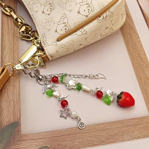 Nalefow Cute Pink Keychain,Fuzzy Cat Keychain Aesthetic Y2K KeychainStylish KeychainsAccessories thumbnail 4