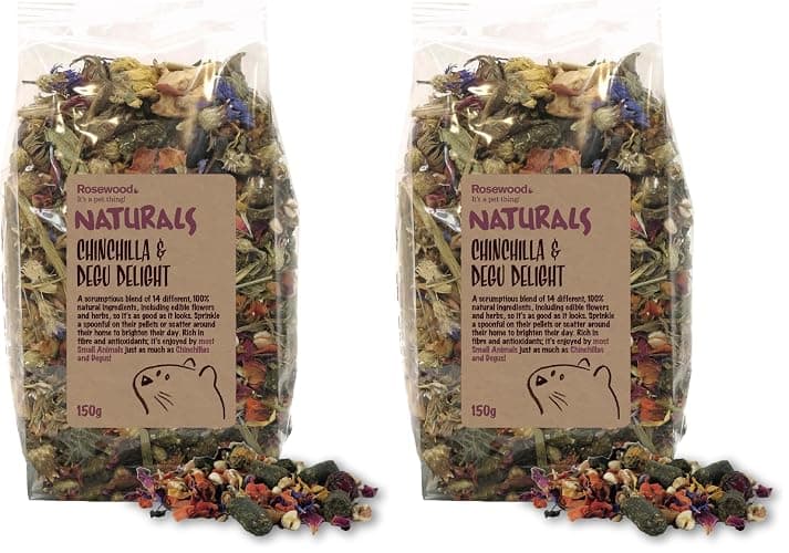 Rosewood Naturals Chinchilla & Degu Delight, Small Animal Treats, 150g (Pack of 2) - Image 1