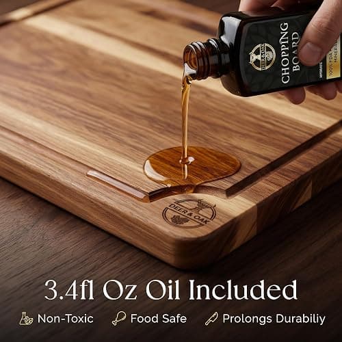 Pre-Oiled, Non Toxic 3-Piece Acacia Cutting Board Set with Stand, FSC Certified Wooden Chopping Boards, Includes 3.4 fl oz Chopping Board Oil, 3 Wood Carving Boards for Home, BBQ Kitchen, Deer & Oak thumbnail 11