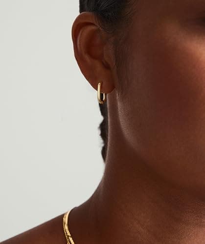14K Gold Hoop Earrings for Women Lightweight Chunky Hoop Earrings Multipack Hypoallergenic, Thick Open Twisted Huggie Hoops Earring Set Jewelry for Gifts thumbnail 5