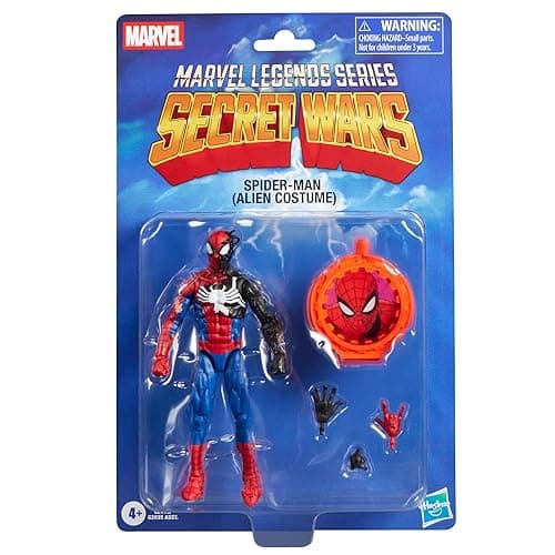 Marvel Legends Series Secret Wars Spider-Man (Alien Costume), Retro Comics Collectible 6 Inch Action Figure with Lenticular Shield - Image 1